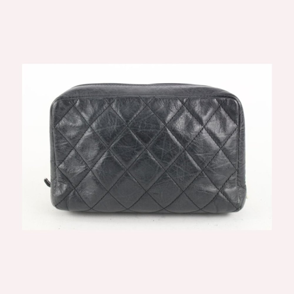 Chanel Black Quilted Caviar Leather Mini Rectangular Sunglass Flap Bag 1CC111